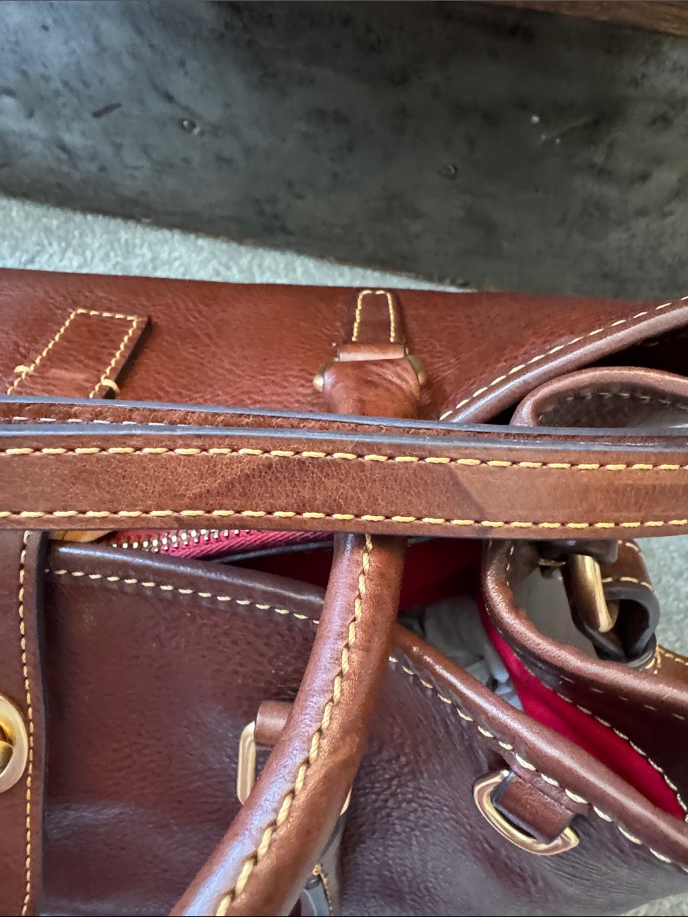 Dooney & Bourke Florentine Perry Satchel in Chestnut - Picture 12 of 16